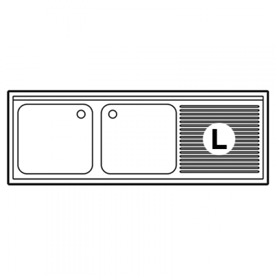 Λάντζες ανοιχτές - Λάντζα Ανοιχτή Inox 160cm 2 Γούρνες (Αριστερά) Λάντζες Ανοιχτές